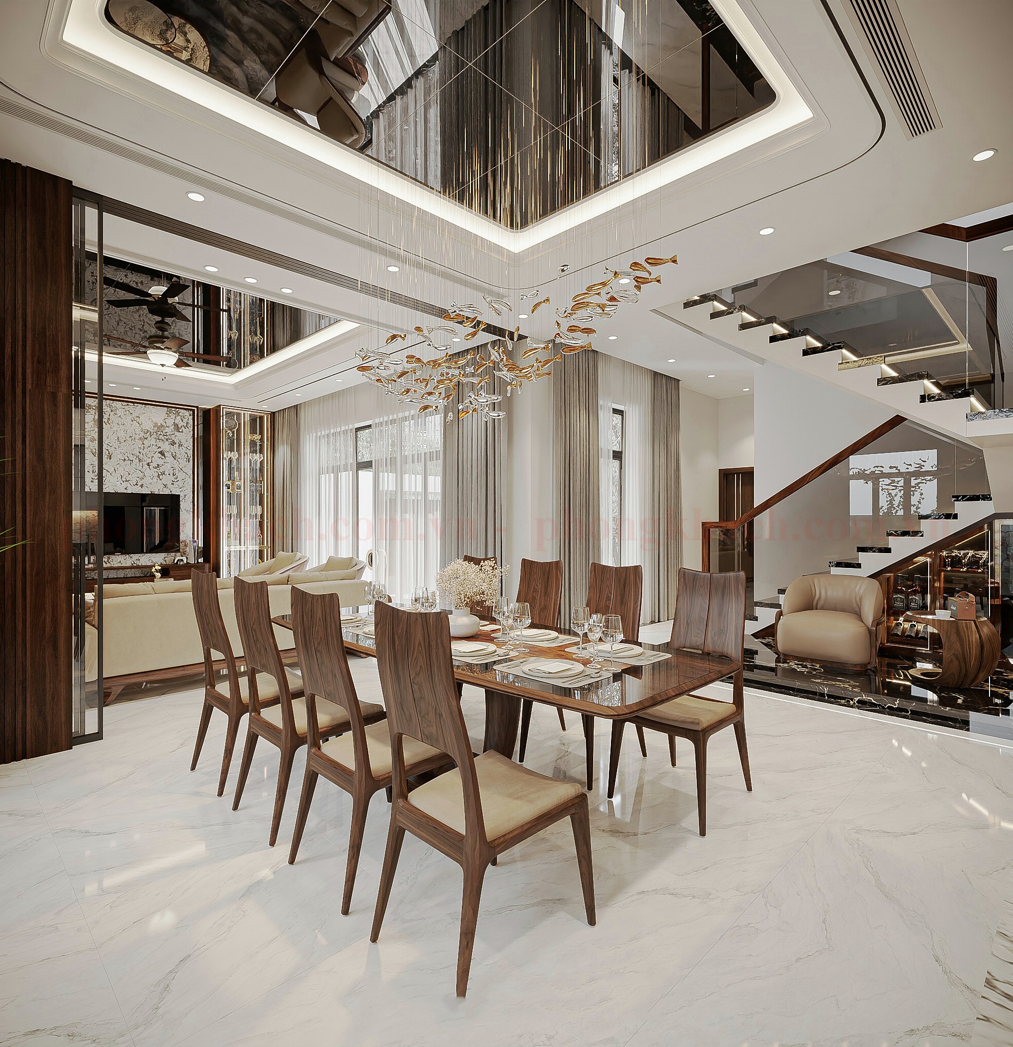 Bàn ăn gỗ óc chó đẹp, sang trọng