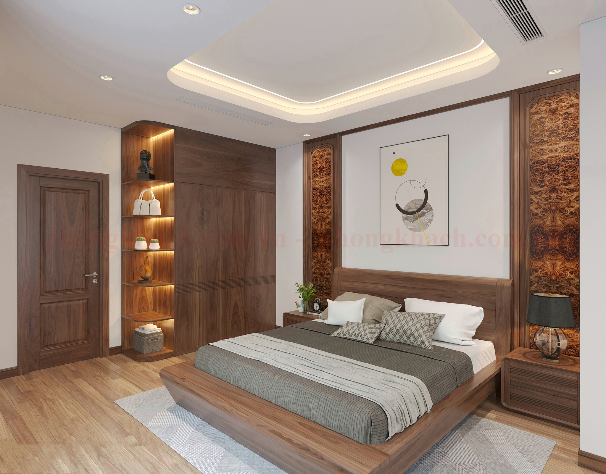 Phòng ngủ hiện đại gỗ Óc Chó