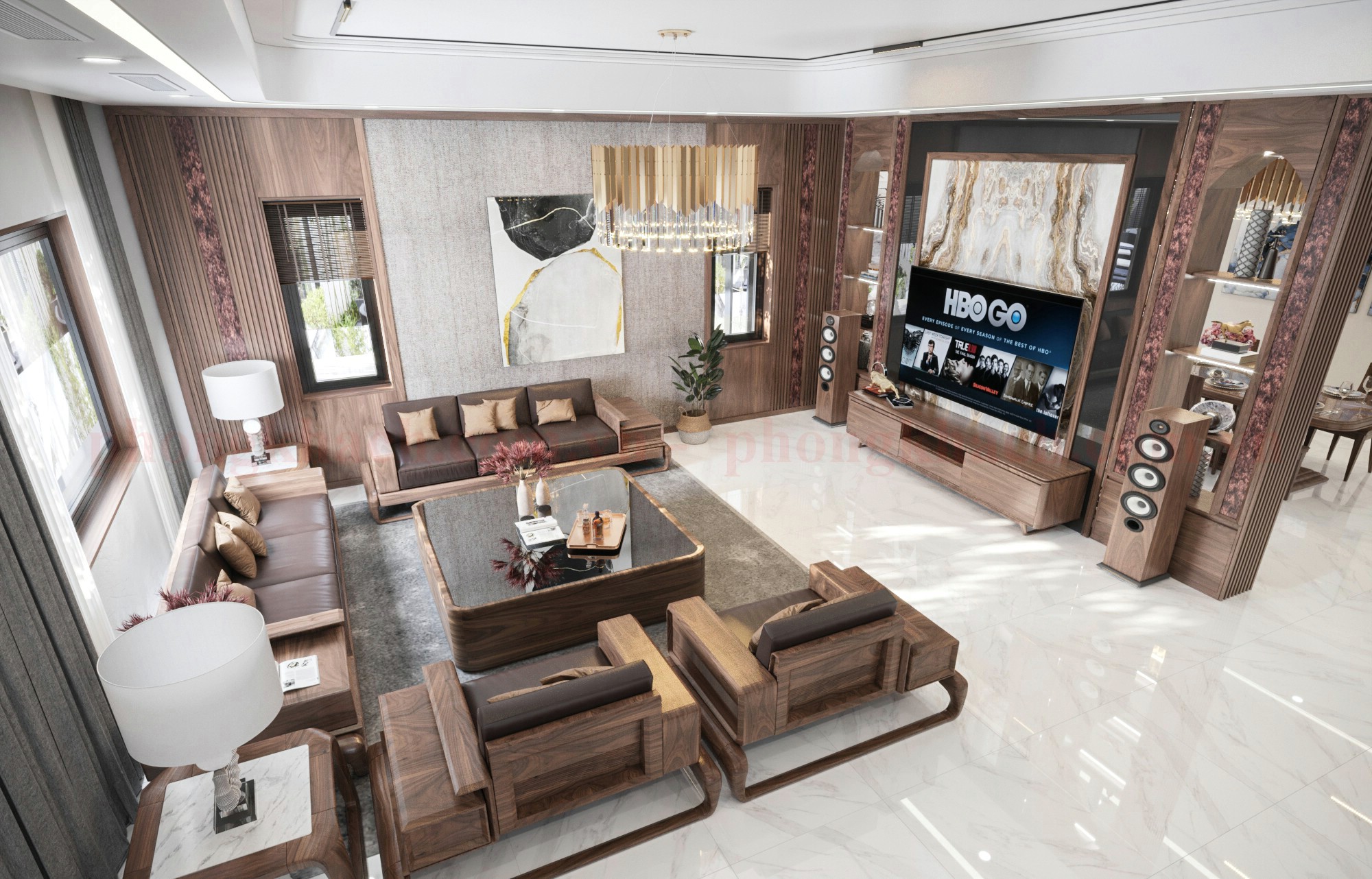 Sofa gỗ óc chó cao cấp