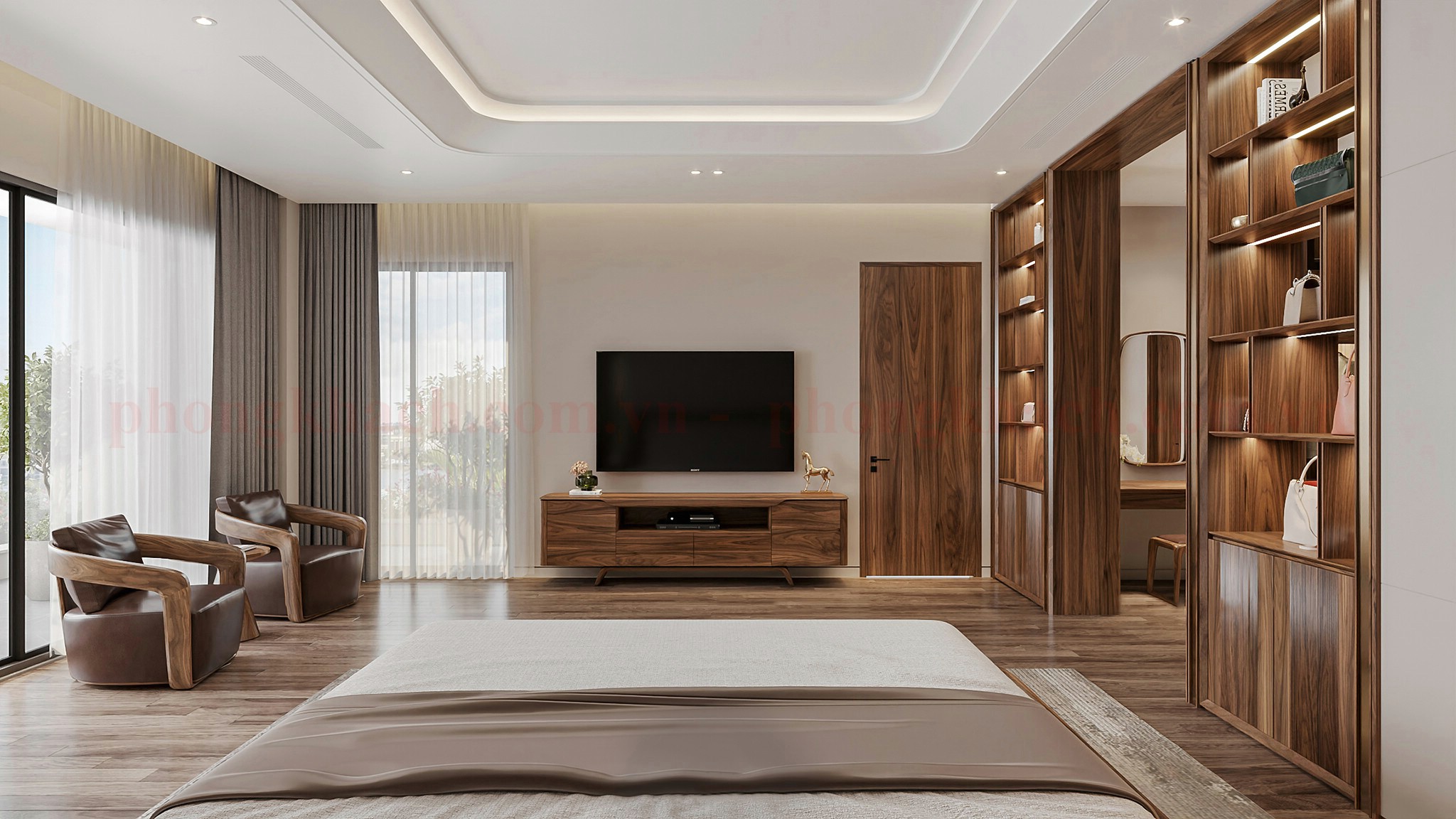Sofa gỗ óc chó cho phòng ngủ sang trọng và hiện đại